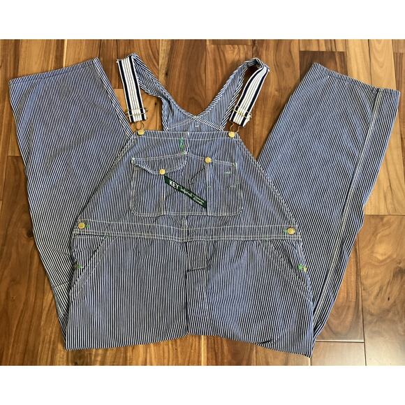 Key Imperial Other - Key Imperial Overalls Mens 46x25 Blue Hickory Stripe Vintage 70s Bib Workwear
